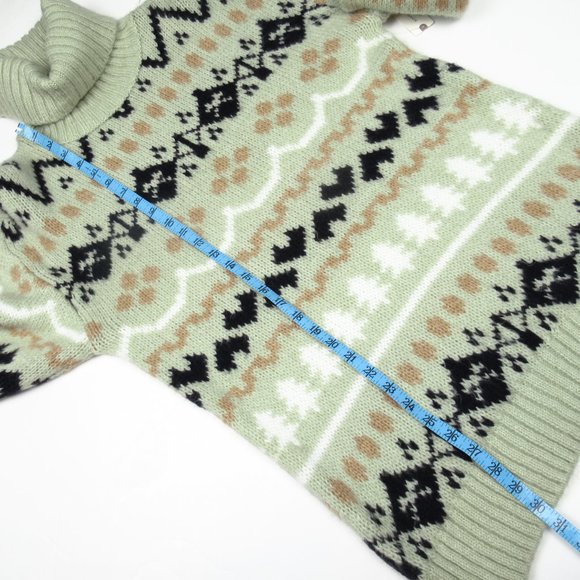 Anthropologie Turtleneck Tunic Sweater Fair Isle Mint Green - Small - Picture 5 of 9